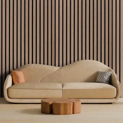 Frankystar Panneau Tasseau Bois<Mozart - Lot de 2 panneaux acoustiques à lattes en bois 235x60 cm, marron clair