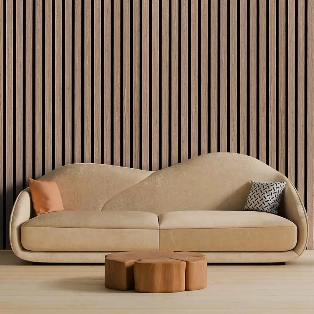 Frankystar Panneau Tasseau Bois<Mozart - Lot de 2 panneaux acoustiques à lattes en bois 235x60 cm, marron clair