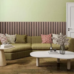 Frankystar Panneau Tasseau Bois<Mozart - Lot de 2 panneaux acoustiques à lattes en bois 235x60 cm, marron clair