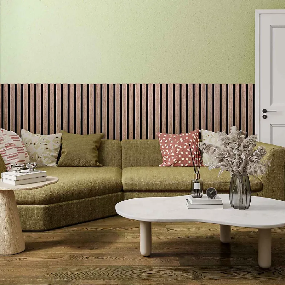 Frankystar Panneau Tasseau Bois<Mozart - Lot de 2 panneaux acoustiques à lattes en bois 235x60 cm, marron clair