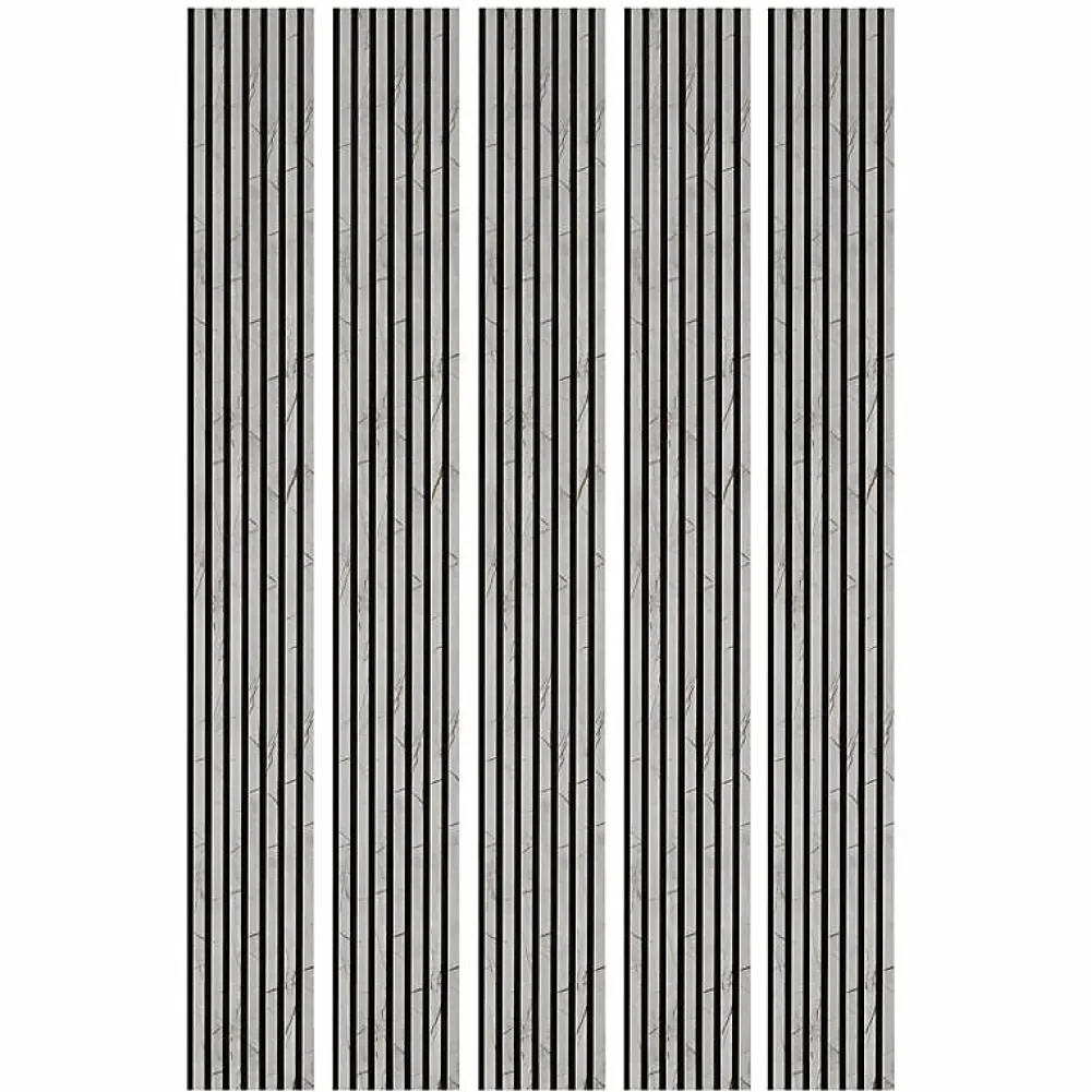 Decoon Mur TV - Lot de 5 Panneaux tasseaux bois 250 x 30 x 1,9 cm - décor marbre gris/feutrine noir - 3,75m²- Panneau Tasseau Bois