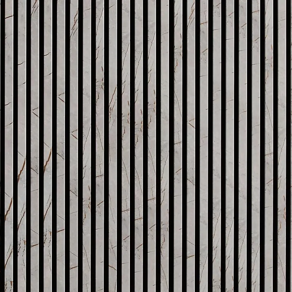 Decoon Mur TV - Lot de 5 Panneaux tasseaux bois 250 x 30 x 1,9 cm - décor marbre gris/feutrine noir - 3,75m²- Panneau Tasseau Bois
