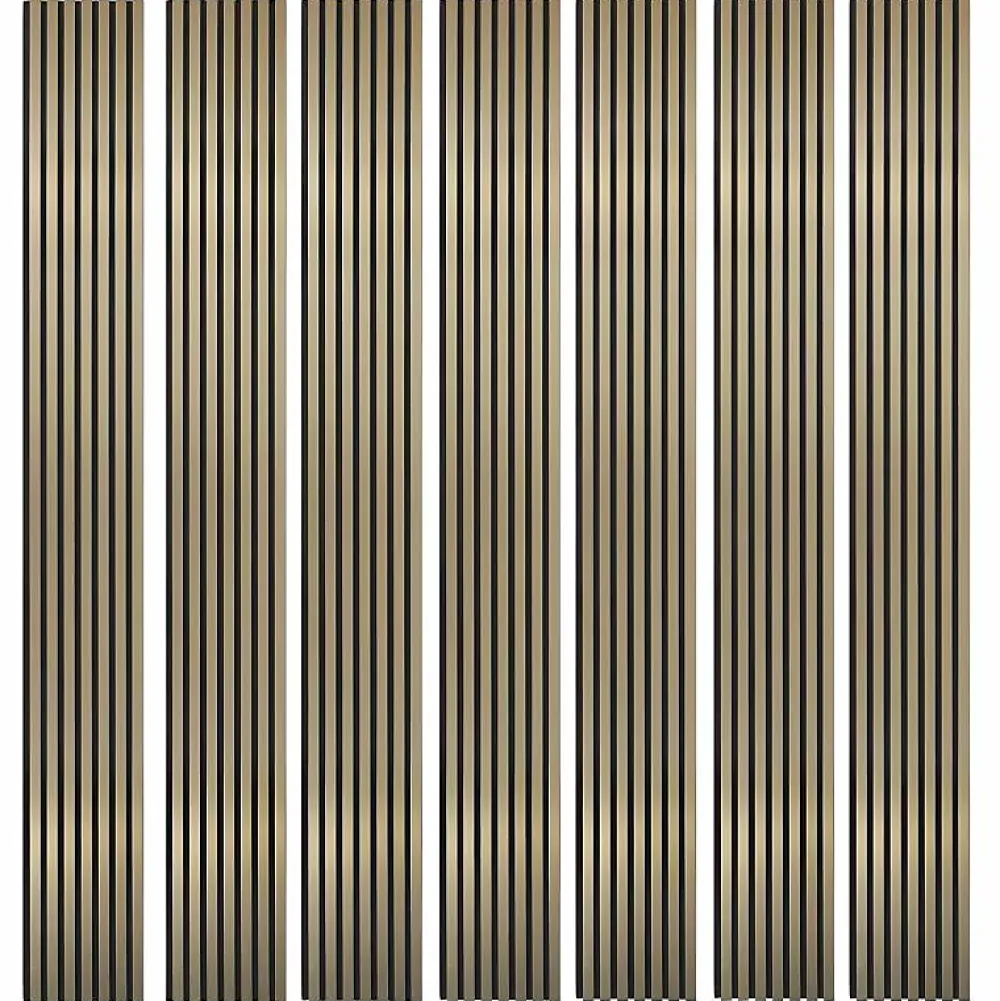 Decoon Panneau Tasseau Bois<Mur TV - Lot de 7 Panneaux tasseaux bois 250 x 30 x 1,9 cm - gold/feutrine noir - 5,25m²