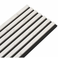 Decoon Panneau Tasseau Bois<Mur TV - Lot de 5 Panneaux tasseaux bois 250 x 30 x 1,9 cm - décor marbre blanc/feutrine noir - 3,75m²