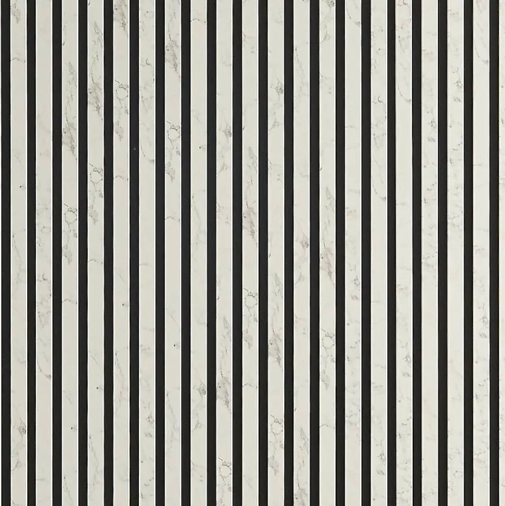 Decoon Panneau Tasseau Bois<Mur TV - Lot de 5 Panneaux tasseaux bois 250 x 30 x 1,9 cm - décor marbre blanc/feutrine noir - 3,75m²