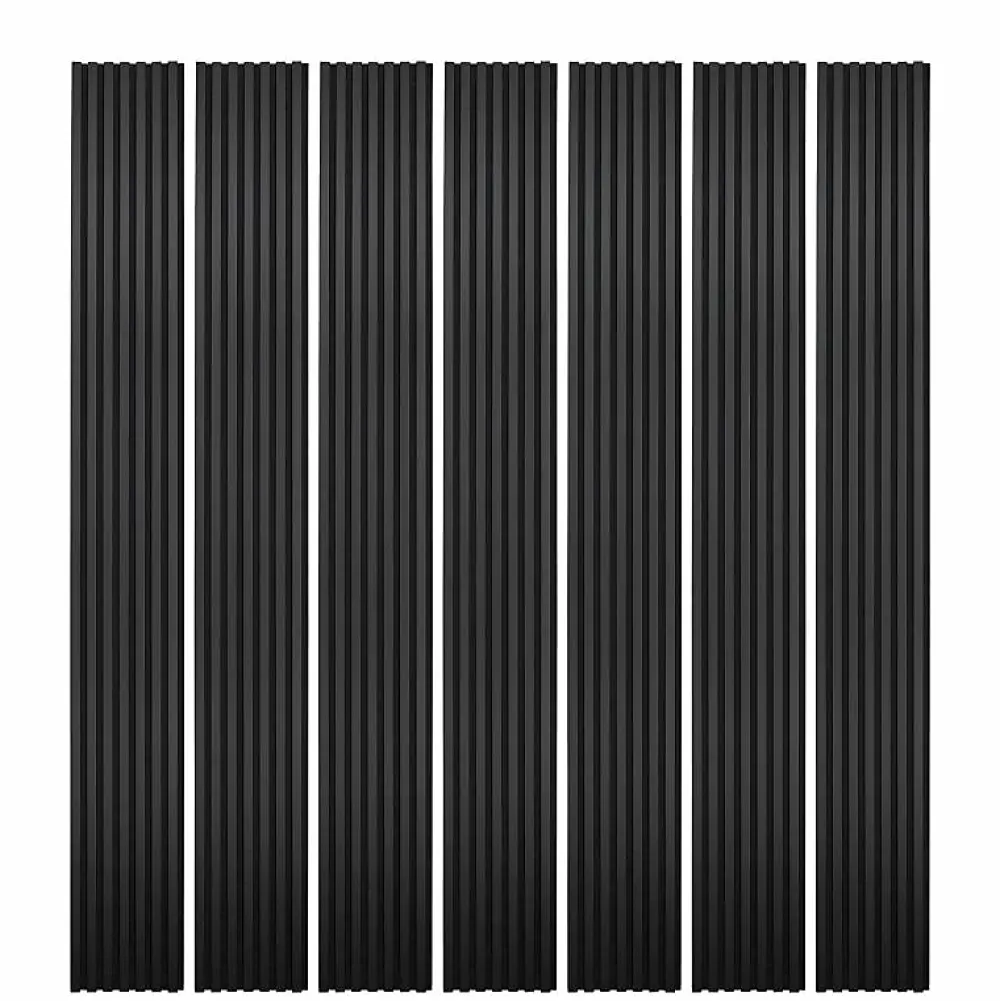 Decoon Panneau Tasseau Bois<Mur TV - Lot de 7 Panneaux tasseaux bois 250 x 30 x 1,9 cm - Lamelles placage noir fond noir - 5,25m²
