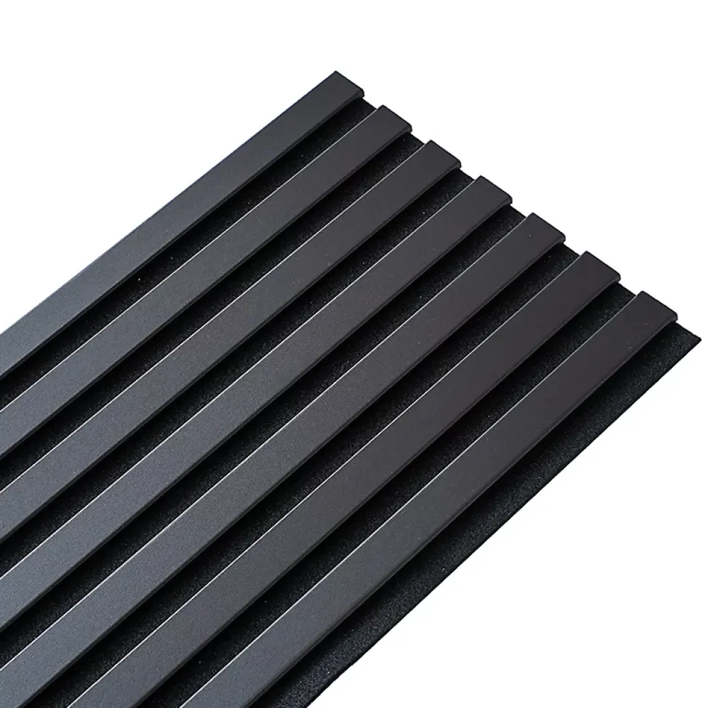Decoon Panneau Tasseau Bois<Mur TV - Lot de 7 Panneaux tasseaux bois 250 x 30 x 1,9 cm - Lamelles placage noir fond noir - 5,25m²
