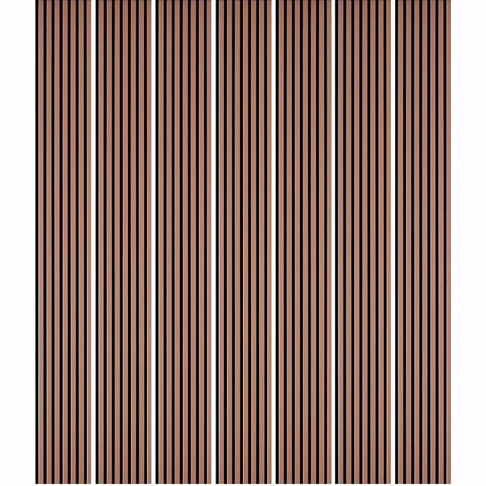 Decoon Panneau Tasseau Bois<Mur TV - Lot de 7 Panneaux tasseaux bois 250 x 30 x 1,9 cm - terracotta/feutrine noir - 5,25m²