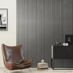 Decoon Panneau Tasseau Bois<Mur TV - Lot de 5 Panneaux tasseaux bois 250 x 30 x 1,9 cm - alu/feutrine noir - 3,75m²