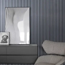 Decoon Panneau Tasseau Bois<Mur TV - Lot de 5 Panneaux tasseaux bois 250 x 30 x 1,9 cm - alu/feutrine noir - 3,75m²