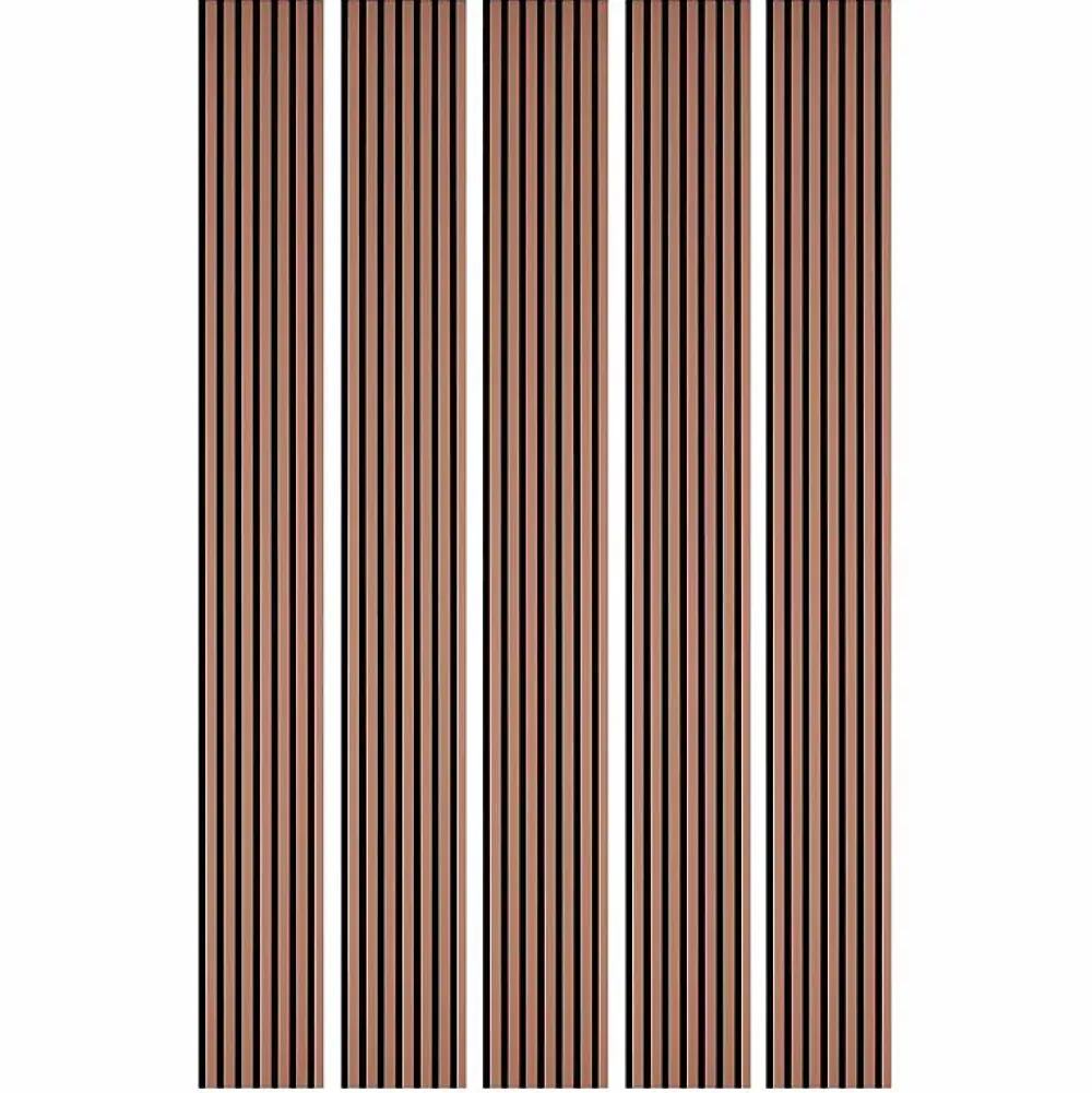 Decoon Panneau Tasseau Bois<Mur TV - Lot de 5 Panneaux tasseaux bois 250 x 30 x 1,9 cm - terracotta/feutrine noir - 3,75m²