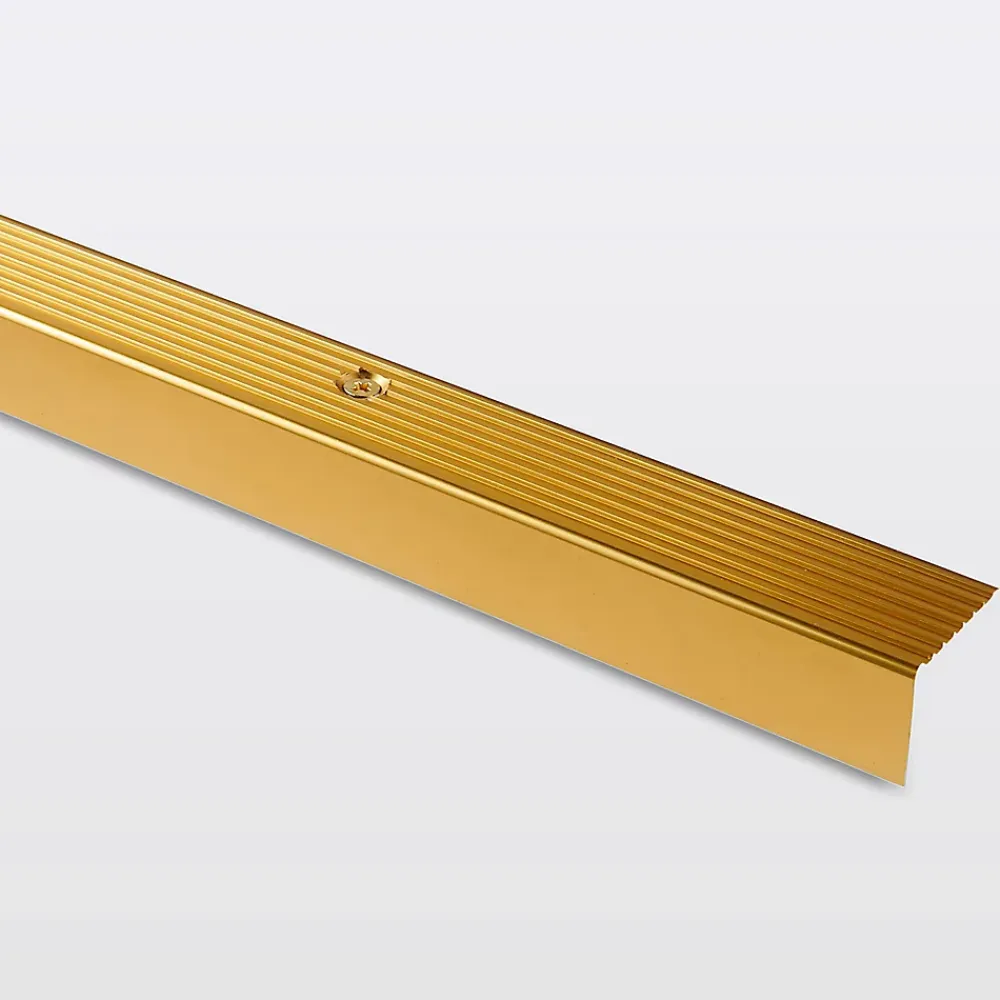 GoodHome Nez de marche en aluminium décor laiton brillant 25 x 20 x 1800 mm.- Nez De Marche|Nez De Marche