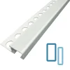 Lux Mosaic Profilé De Rénovation De Marche<Nez de Marche Escalier 10 mm Argent Mat Antiderapante EXT/INT pour carrelage L 2,5m Finition Argent Mat.