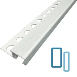 Lux Mosaic Nez de Marche Escalier Argent Mat 13 mm Antiderapante EXT/INT pour carrelage L 2,5m Finition Argent Mat.- Profilé De Rénovation De Marche