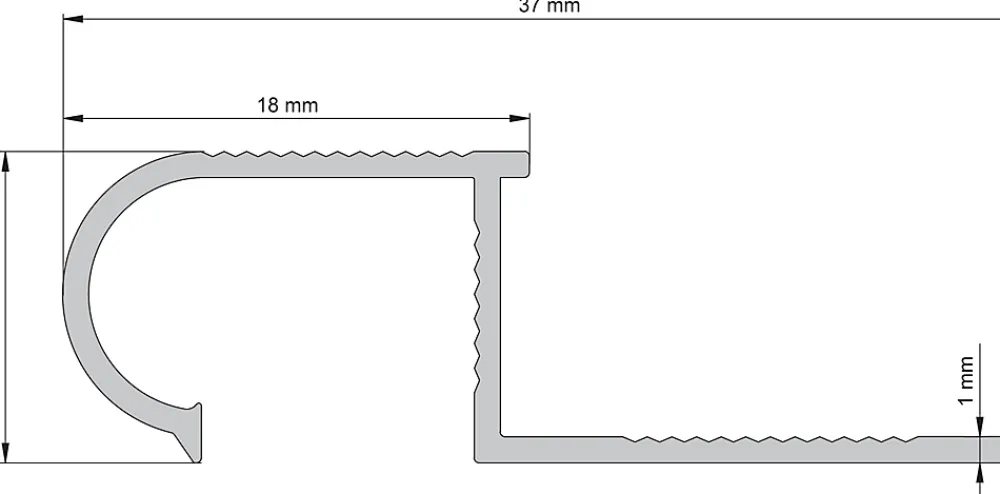 Diall Nez de marche extérieur rond aluminium brut argent lisse 37mmx250cm- Nez De Marche|Nez De Marche