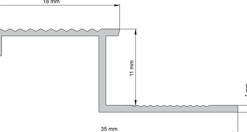Diall Profilé Carrelage<Nez de marche extérieur droit aluminium brut argent lisse 35mmx250cm