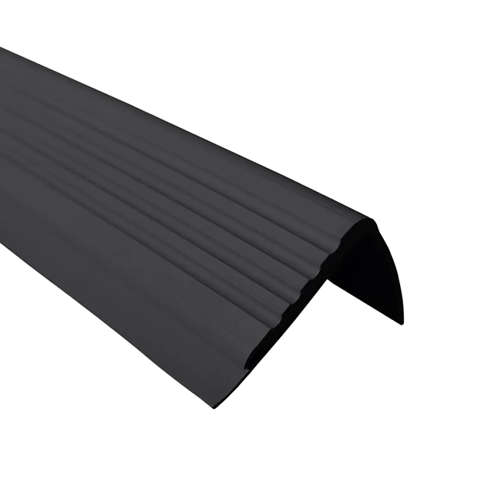 Quest Nez de marche PVC 48x42mm, , profilé d'escalier PMW, antidérapant, d'escalier-protection, noir, 1.5m- Nez De Marche|Nez De Marche