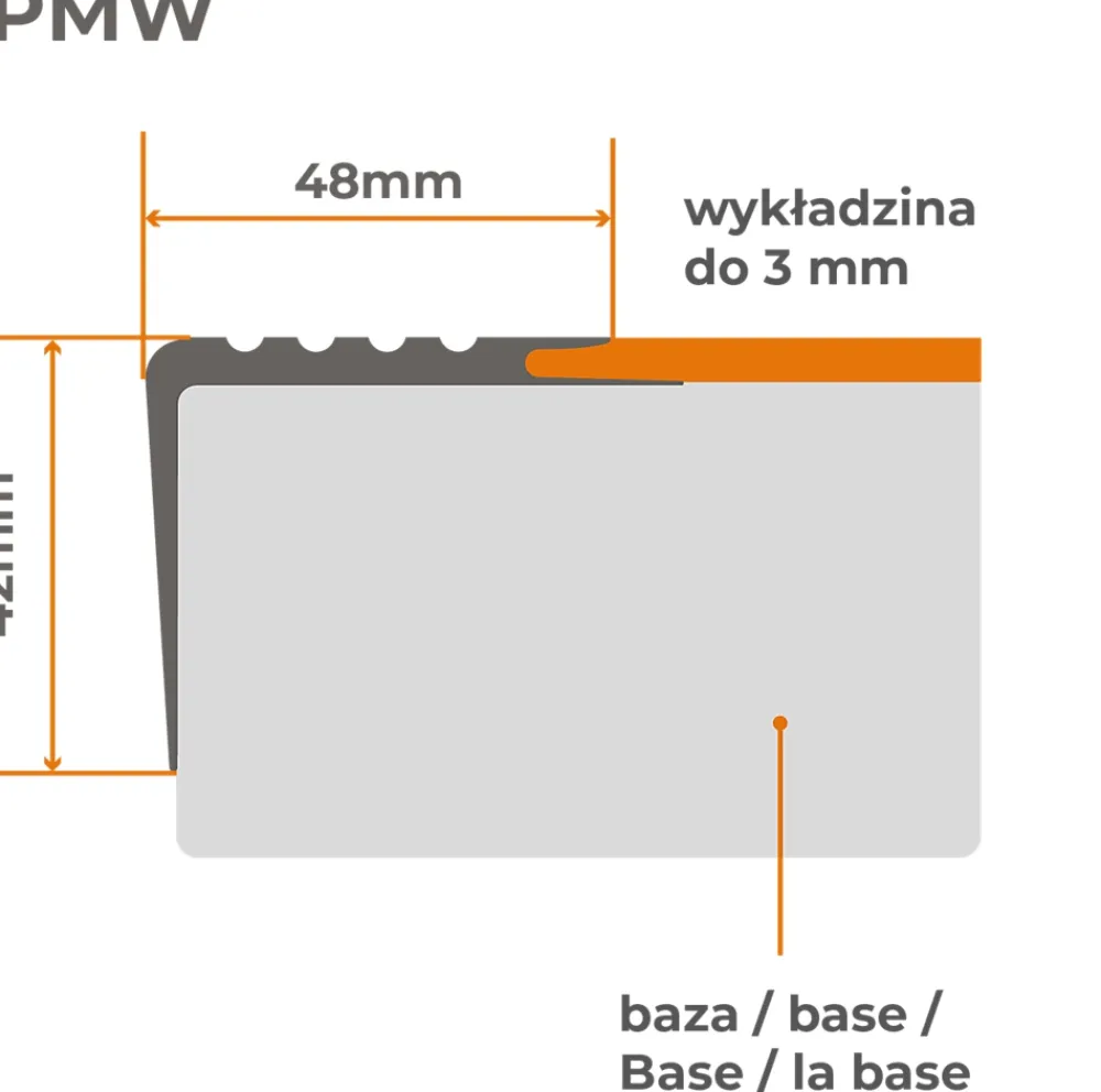 Quest Nez De Marche|Nez De Marche<Nez de marche PVC 48x42mm, , profilé d'escalier PMW, auto-adhésif, antidérapant, d'escalier-protection, beige, 1.3m