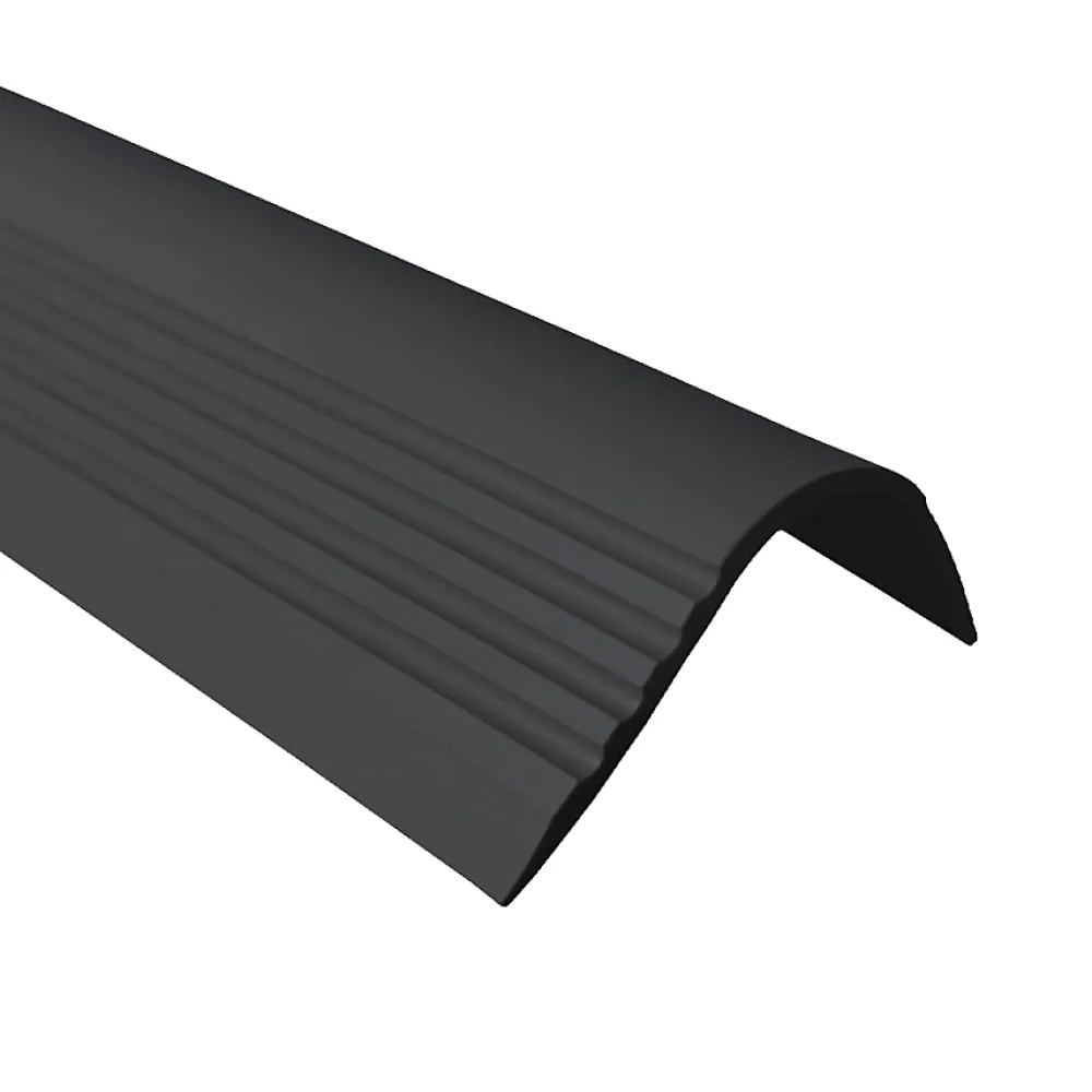 Quest Nez de marche PVC 52x40mm, , profilé d'escalier RGPT, antidérapant, d'escalier-protection, noir, 1.5m- Nez De Marche|Nez De Marche