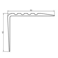 Quest Nez de marche PVC 52x40mm, , profilé d'escalier RGP, antidérapant, d'escalier-protection, marron, 1.5m- Nez De Marche|Nez De Marche