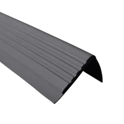Quest Nez de marche PVC 48x42mm, , profilé d'escalier PMW, auto-adhésif, antidérapant, d'escalier-protection, gris foncé, 1.3m- Nez De Marche|Nez De Marche