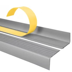 Quest Nez de marche PVC 40x25mm, , profilé d'escalier ND, auto-adhésif, antidérapant, d'escalier-protection, argenté, 0.8m- Nez De Marche|Nez De Marche