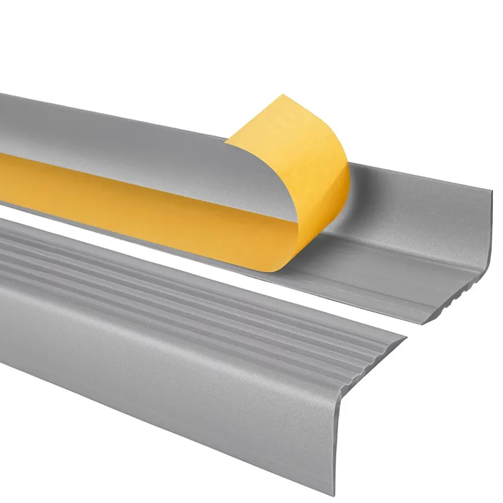 Quest Nez De Marche|Nez De Marche<Nez de marche PVC 50x42mm, , profilé d'escalier RGP, auto-adhésif, antidérapant, d'escalier-protection, argenté, 1m