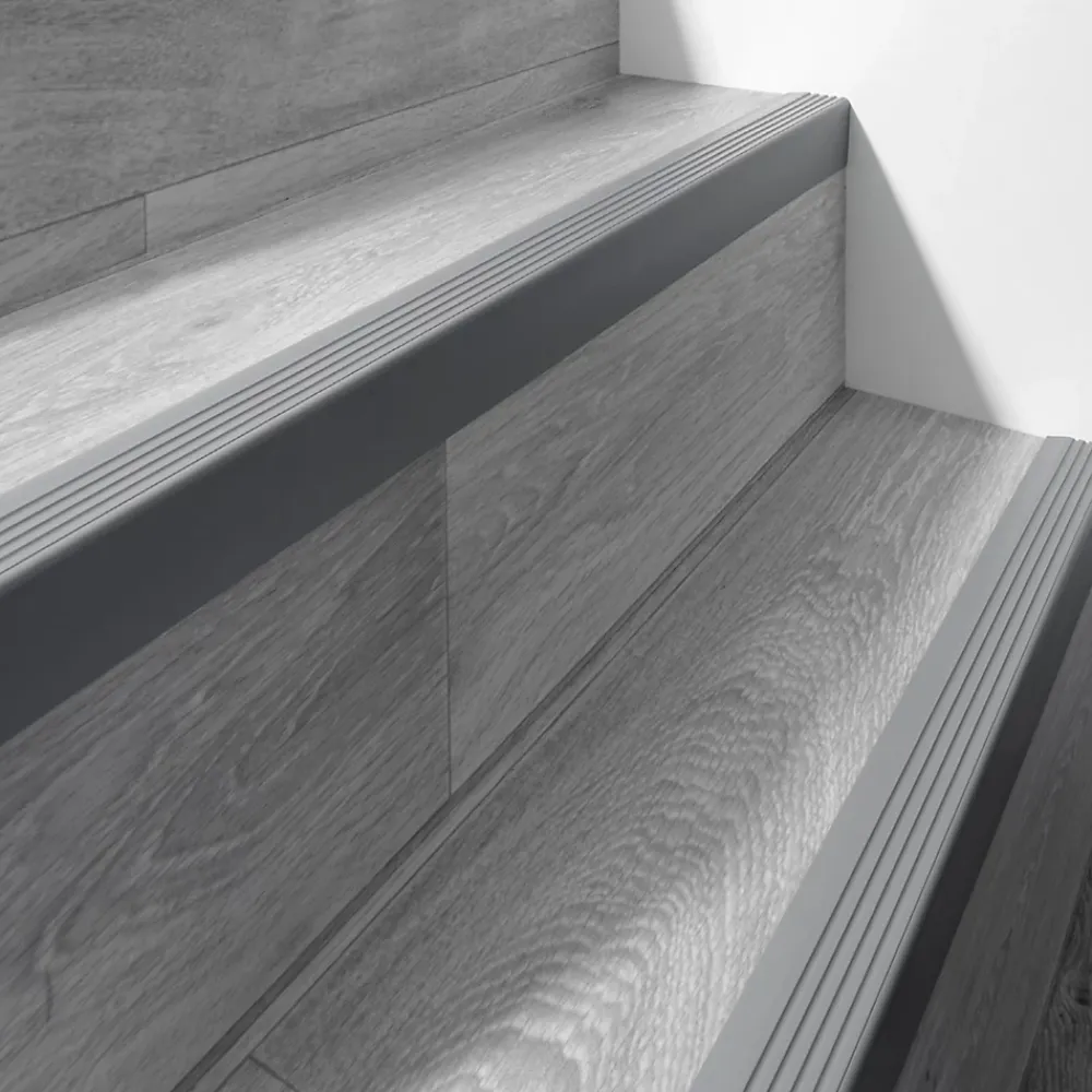 Quest Nez de marche PVC 52x40mm, , profilé d'escalier RGP, antidérapant, d'escalier-protection, gris, 1.5m- Nez De Marche|Nez De Marche
