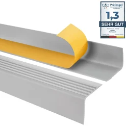 Quest Nez de marche PVC 50x42mm, , profilé d'escalier RGP, auto-adhésif, antidérapant, d'escalier-protection, gris clair, 0.9m- Nez De Marche|Nez De Marche