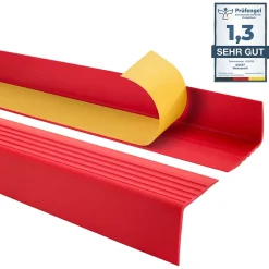 Quest Nez De Marche|Nez De Marche<Nez de marche PVC 50x50mm, , SST, profilé d'escalier RGP-O, auto-adhésif, antidérapant, d'escalier-protection, Rouge, 1.5m