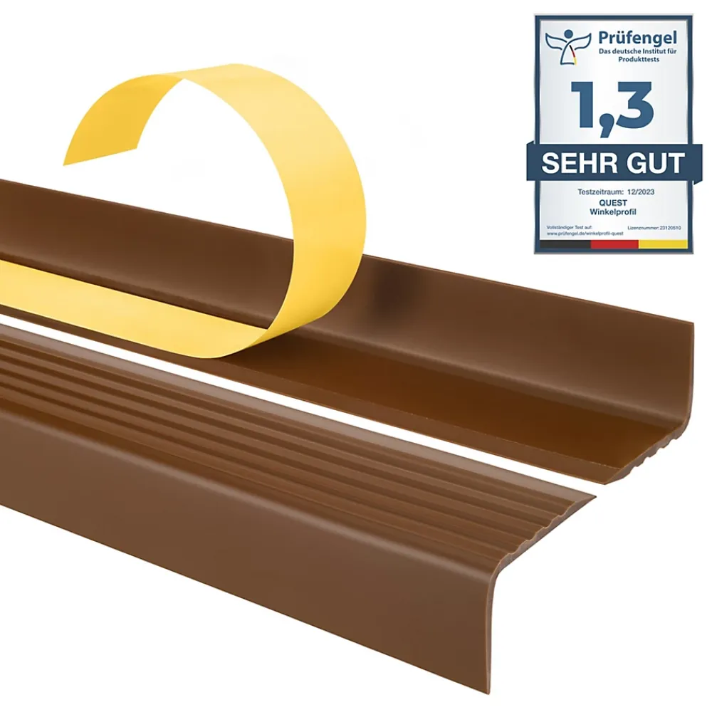 Quest Nez De Marche|Nez De Marche<Nez de marche PVC 40x25mm, , profilé d'escalier ND, auto-adhésif, antidérapant, d'escalier-protection, marron, 0.8m