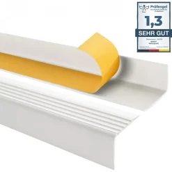Quest Nez de marche PVC 50x42mm, , profilé d'escalier RGP, auto-adhésif, antidérapant, d'escalier-protection, blanc, 1m- Nez De Marche|Nez De Marche