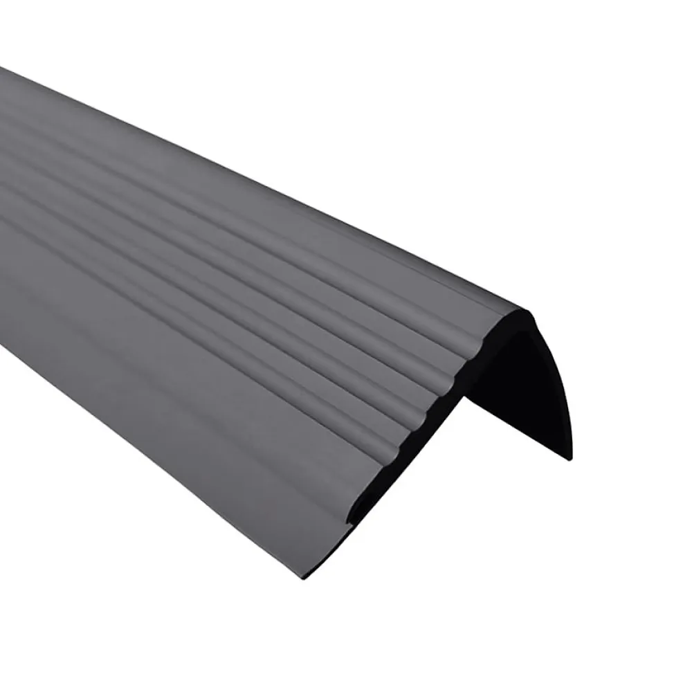 Quest Nez De Marche|Nez De Marche<Nez de marche PVC 48x42mm, , profilé d'escalier PMW, auto-adhésif, antidérapant, d'escalier-protection, gris foncé, 0.8m
