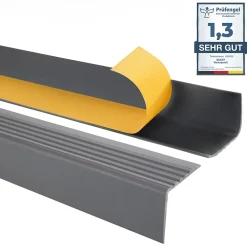 Quest Nez De Marche|Nez De Marche<Nez de marche PVC 52x40mm, , profilé d'escalier RGP, auto-adhésif, antidérapant, d'escalier-protection, gris foncé, 1.5m