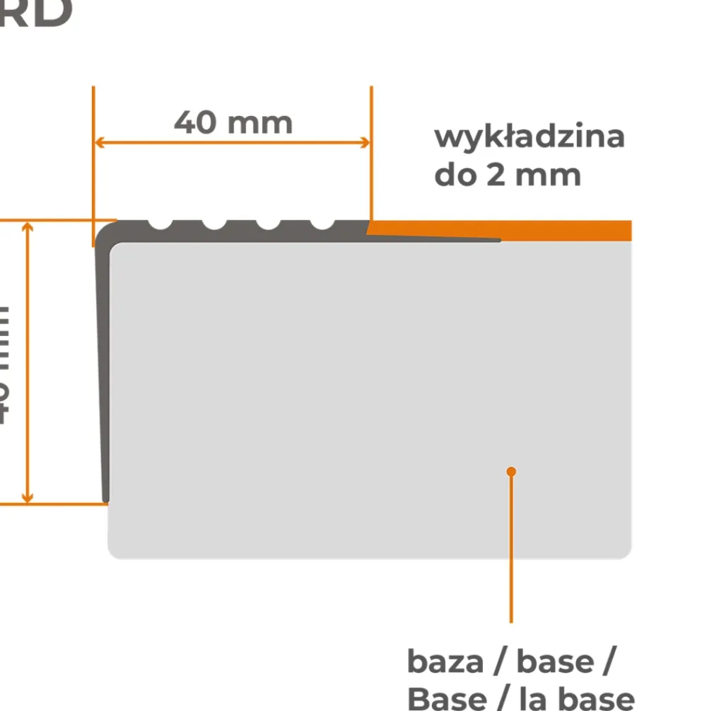Quest Nez De Marche|Nez De Marche<Nez de marche PVC 40x40mm, , profilé d'escalier RD, antidérapant, d'escalier-protection, gris, 1.5m