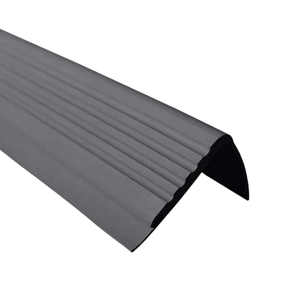 Quest Nez De Marche|Nez De Marche<Nez de marche PVC 48x42mm, , profilé d'escalier PMW, auto-adhésif, antidérapant, d'escalier-protection, gris foncé, 1.1m