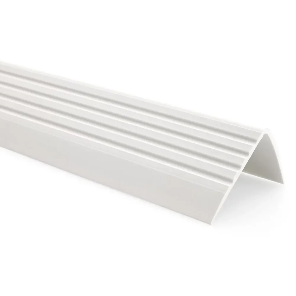 Quest Nez de marche PVC 50x42mm, , profilé d'escalier RGP, auto-adhésif, antidérapant, d'escalier-protection, blanc, 1.65m- Nez De Marche|Nez De Marche