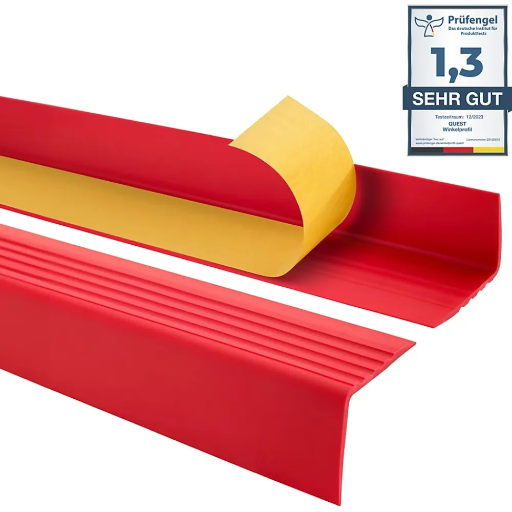 Quest Nez De Marche|Nez De Marche<Nez de marche PVC 50x42mm, , profilé d'escalier RGP, auto-adhésif, antidérapant, d'escalier-protection, Rouge, 2m