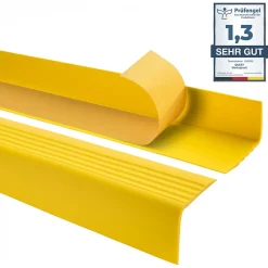Quest Nez de marche PVC 50x50mm, , SST, profilé d'escalier RGP-O, auto-adhésif, antidérapant, d'escalier-protection, jaune, 0.9m- Nez De Marche|Nez De Marche