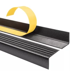 Quest Nez de marche PVC 40x25mm, , profilé d'escalier ND, auto-adhésif, antidérapant, d'escalier-protection, noir-argent, 1.65m- Nez De Marche|Nez De Marche
