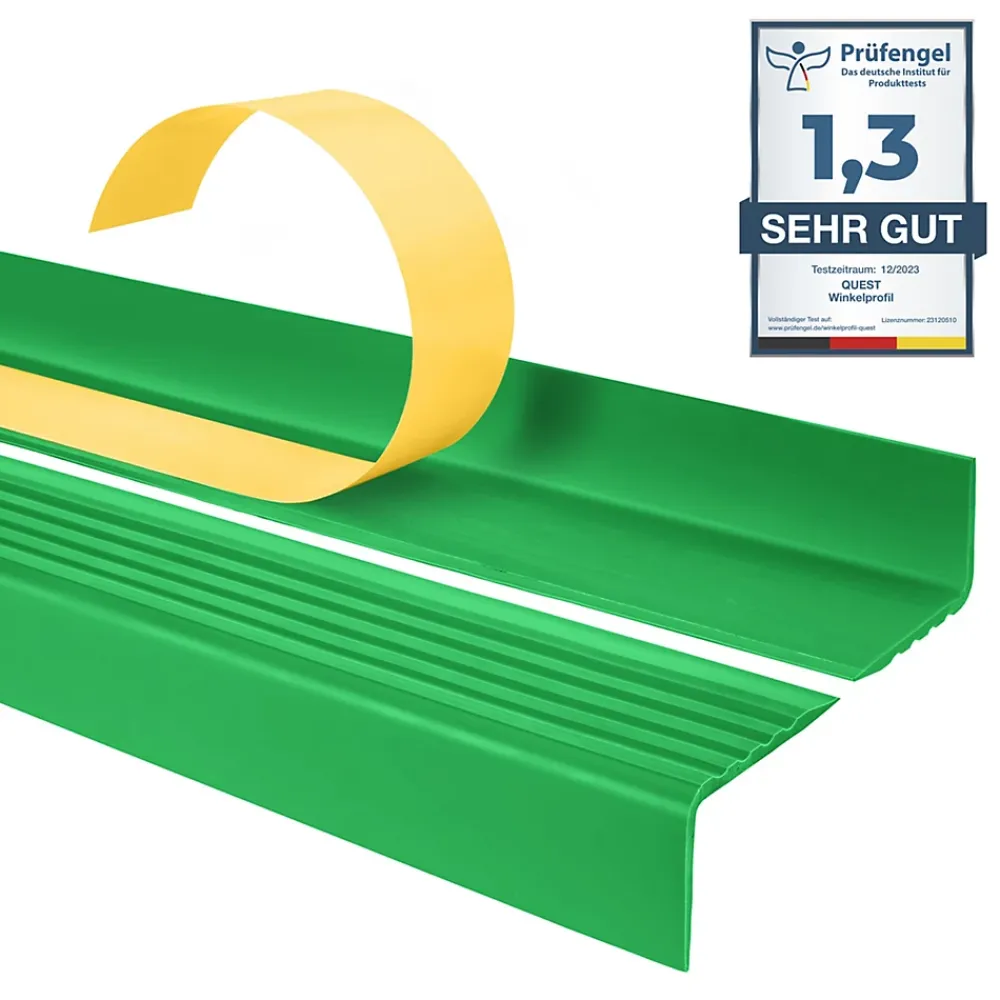 Quest Nez De Marche|Nez De Marche<Nez de marche PVC 40x25mm, , profilé d'escalier ND, auto-adhésif, antidérapant, d'escalier-protection, vert, 1.3m