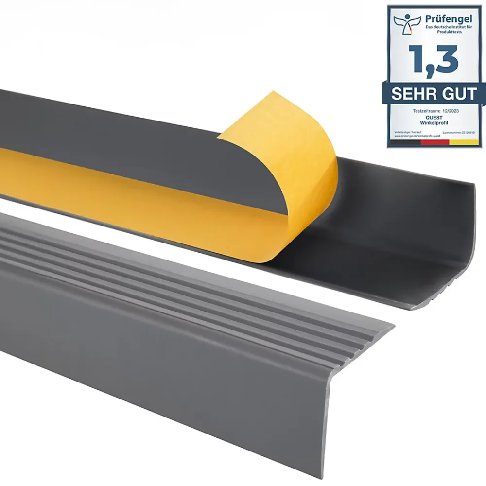 Quest Nez De Marche|Nez De Marche<Nez de marche PVC 50x42mm, , profilé d'escalier RGP, auto-adhésif, antidérapant, d'escalier-protection, gris foncé, 1m