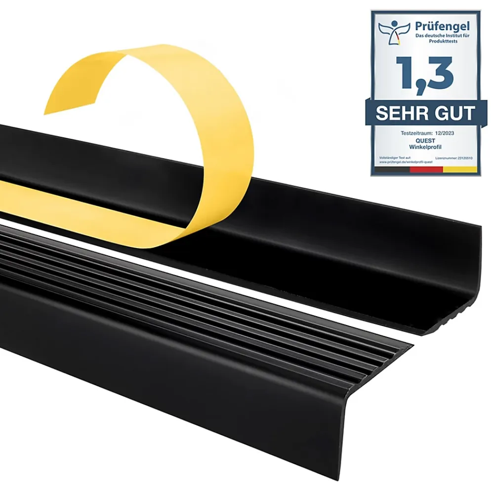 Quest Nez De Marche|Nez De Marche<Nez de marche PVC 40x25mm, , profilé d'escalier ND, auto-adhésif, antidérapant, d'escalier-protection, noir, 1.65m