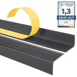 Quest Nez de marche PVC 40x25mm, , profilé d'escalier ND, auto-adhésif, antidérapant, d'escalier-protection, gris foncé, 2m- Nez De Marche|Nez De Marche
