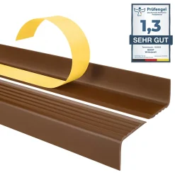 Quest Nez de marche PVC 40x25mm, , profilé d'escalier ND, auto-adhésif, antidérapant, d'escalier-protection, marron, 0.9m- Nez De Marche|Nez De Marche