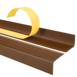 Quest Nez de marche PVC 40x25mm, , profilé d'escalier ND, auto-adhésif, antidérapant, d'escalier-protection, marron, 0.9m- Nez De Marche|Nez De Marche