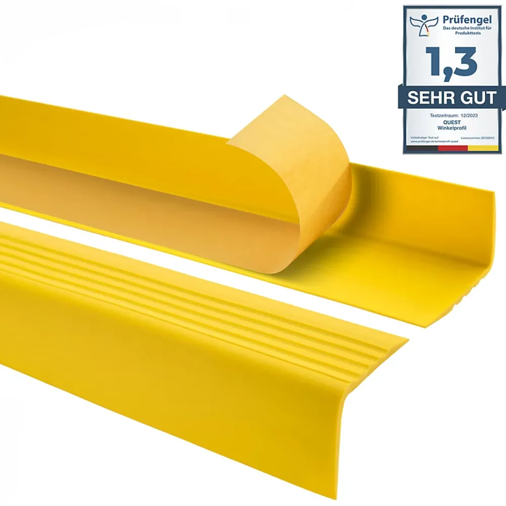 Quest Nez De Marche|Nez De Marche<Nez de marche PVC 50x42mm, , profilé d'escalier RGP, auto-adhésif, antidérapant, d'escalier-protection, jaune, 0.9m
