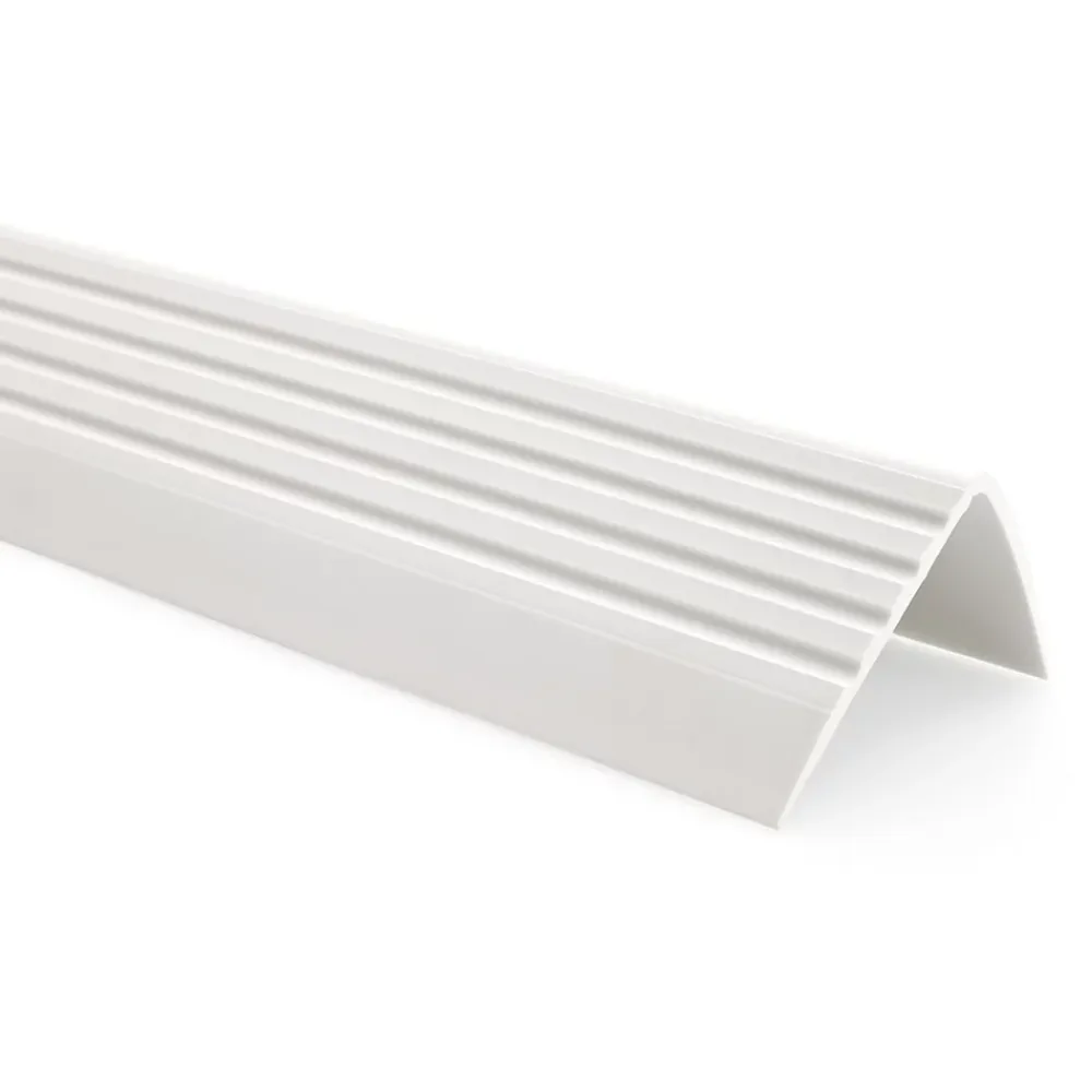 Quest Nez de marche PVC 50x42mm, , profilé d'escalier RGP, auto-adhésif, antidérapant, d'escalier-protection, blanc, 0.9m- Nez De Marche|Nez De Marche