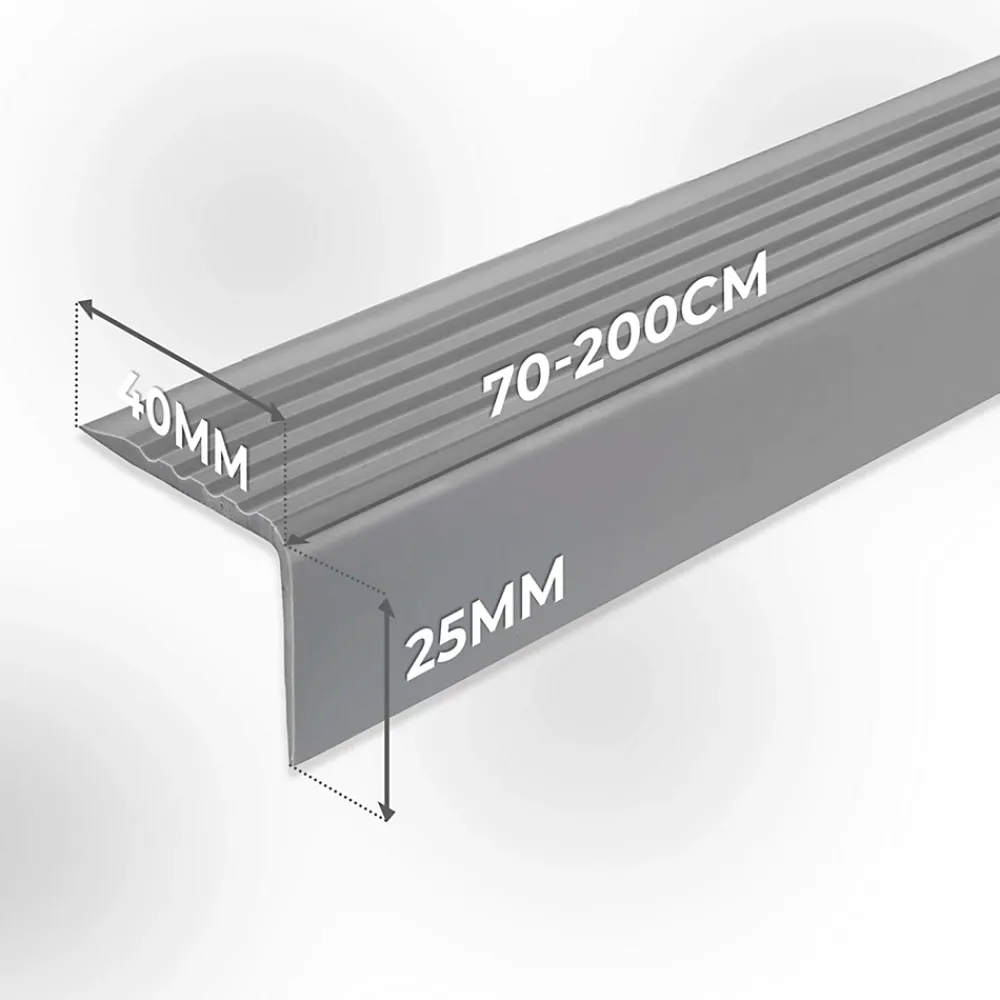 Quest Nez de marche PVC 40x25mm, , profilé d'escalier ND, auto-adhésif, antidérapant, d'escalier-protection, beige, 1.8m- Nez De Marche|Nez De Marche