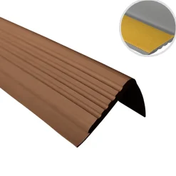 Quest Nez de marche PVC 48x42mm, , profilé d'escalier PMW, auto-adhésif, antidérapant, d'escalier-protection, marron, 1m- Nez De Marche|Nez De Marche